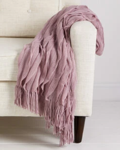 Hot Sale ⭐ Belle Epoque Ruffle Mauve Throw Home Blankets & Throws ✨