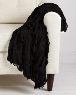 Discount 🛒 Belle Epoque Ruffle Black Throw Home Blankets & Throws 😀