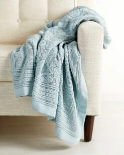 Deals ✨ Belle Epoque Semi-Sheer Chenille Azure Throw Home Blankets & Throws 💯