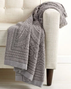 Best Sale ✨ Belle Epoque Semi-Sheer Chenille Grey Throw Home Blankets & Throws ❤️