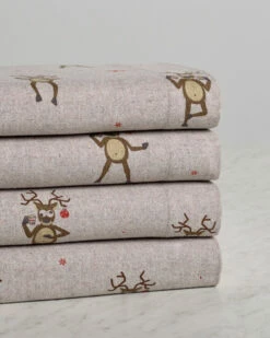 Discount ✨ Belle Epoque Drunken Reindeer Flannel Sheet Set Home Sheets 🥰