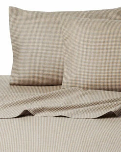 Wholesale 🌟 Belle Epoque Gingham Flannel Tan Sheet Set Home Sheets 😉